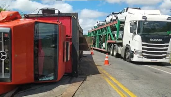 Carreta que transportava porcos tomba na BR 116 e carga de animais é saqueada