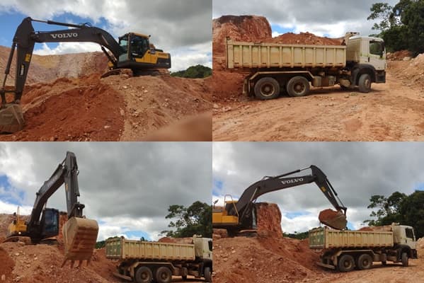 Ibirataia: Equipe de terraplanagem trabalha na Cascalheira da Santa Rita para escoar material para as estradas da zona rural