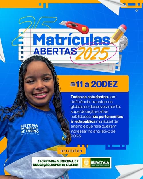 Ibirataia: Matrículas Abertas para o Sistema Municipal de Ensino: Fique Atento aos Prazos!