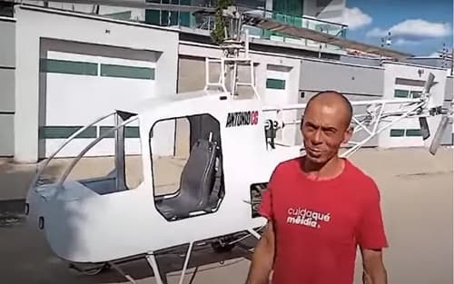 Pedreiro na Bahia constrói helicóptero com criatividade e determinação investindo mais de R$ 20 mil