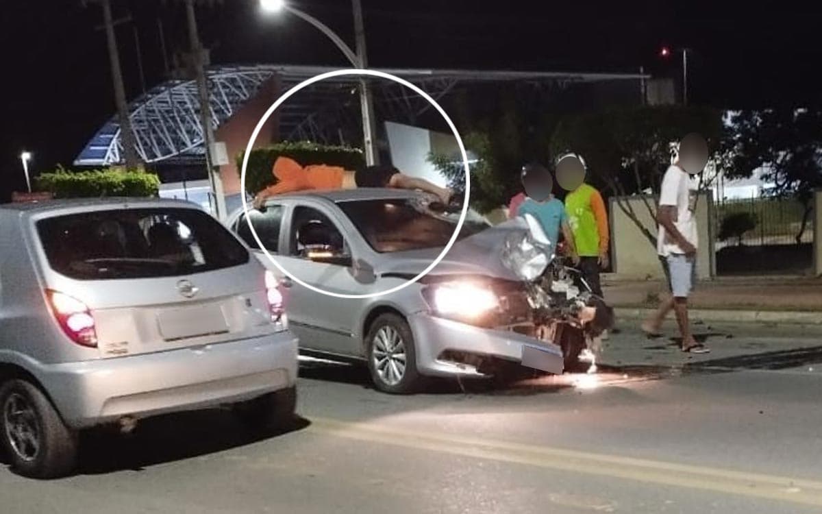 Motociclista cai sobre teto de carro após colisão frontal com moto na Bahia