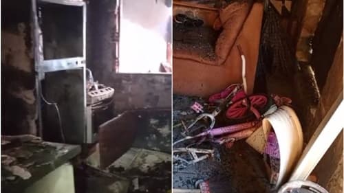 Explosão de celular causa incêndio em residência