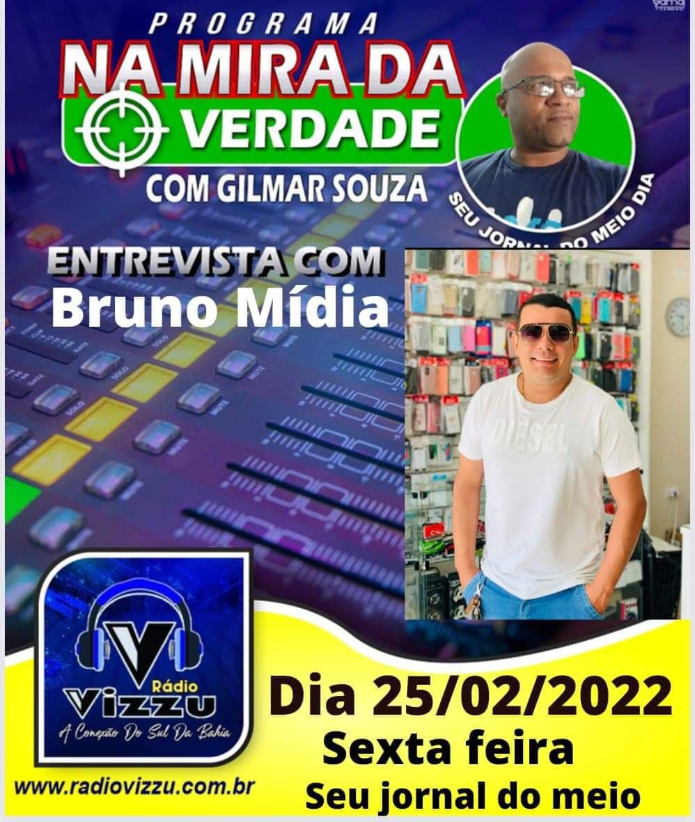 Programa na Mira da Verdade terá o Empresário Bruno Mídia como entrevistado na sexta-feira, 25