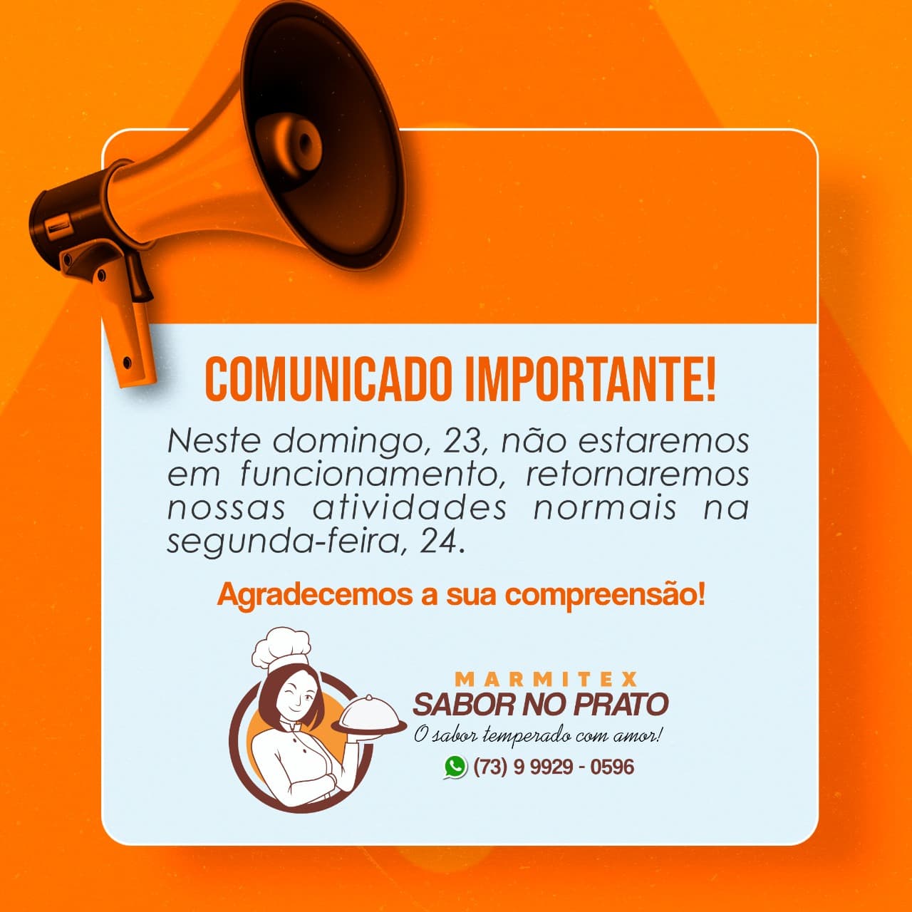 COMUNICADO: MARMITEX SABOR NO PRATO