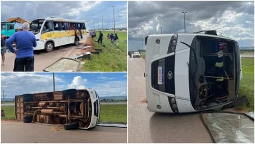 Micro-ônibus tomba e deixa cerca de 20 feridos no Distrito Federal
