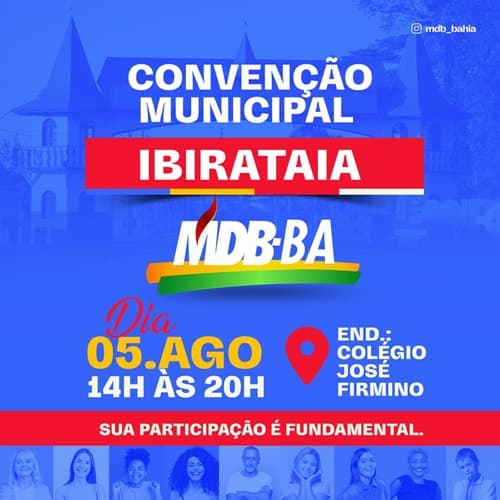 Ibirataia: A convenção do MDB acontecerá na próxima segunda, 05, a partir das 14h