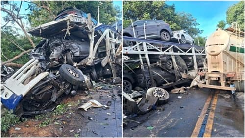 Acidente entre dois caminhões deixa dois mortos na BR-020 divisa da Bahia