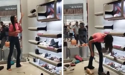 Mulher revoltada tenta destruir loja em shopping de Feira de Santana