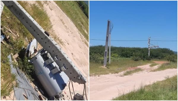 Vagabundos derrubam postes para retirar fios de cobre em transformadores