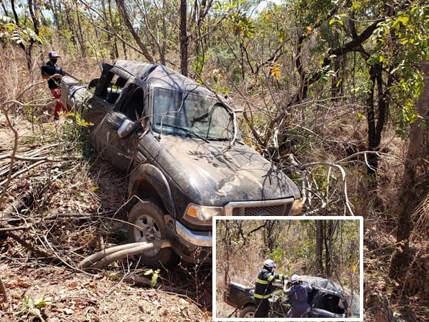 Caminhonete apresenta falha mecânica e capota na Serra do Saco deixando vérios feridos
