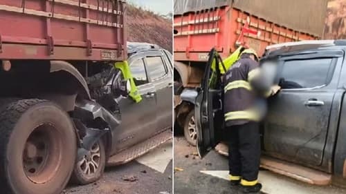 Colisão fatal entre caminhonete e caminhão deixa 3 mortos