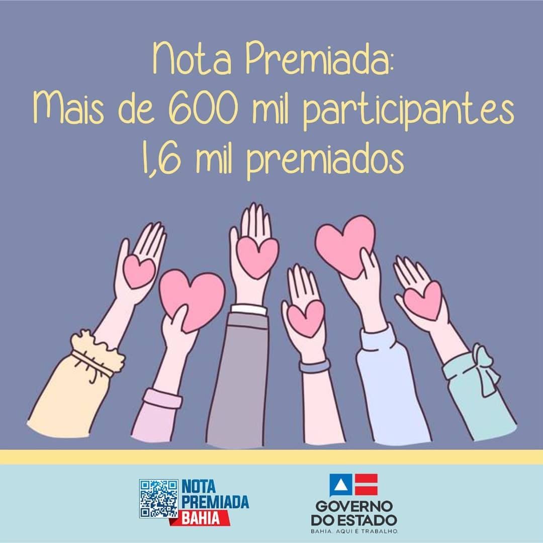 Nota Premiada: Mais de 600 mil participantes 1,6 mil premiados na Bahia
