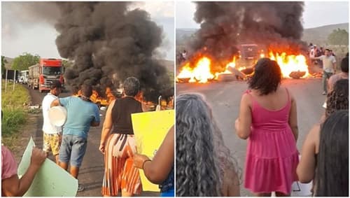 Por falta de água moradores fecham rodovia e protestam contra Embasa