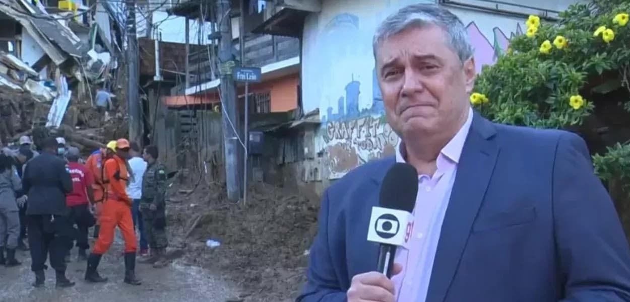 Jornalista da Globo chora ao noticiar tragédia em Petrópolis