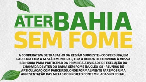 Prefeitura de Ibirataia realiza Reunião de Articulação do Projeto ATER Bahia Sem Fome