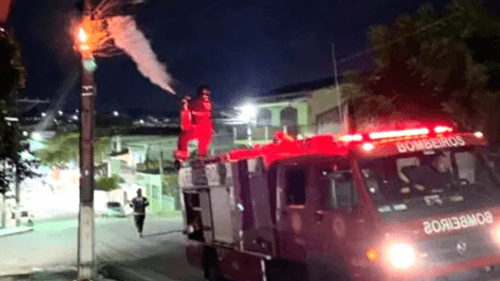 Incêndio em poste no centro de Ipiaú levanta preocupação sobre acúmulo de fios de internet