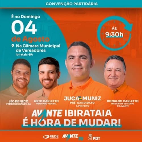 Ibirataia: Convenção para homologar candidatura de Juca Muniz acontece neste domingo, 04