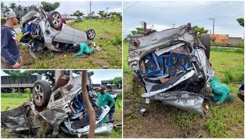 Acidente com Toyota Corolla deixa veículo destruído na BR-242 na Bahia