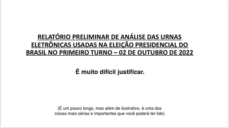Relatório de intervenção nas urnas circula na internet