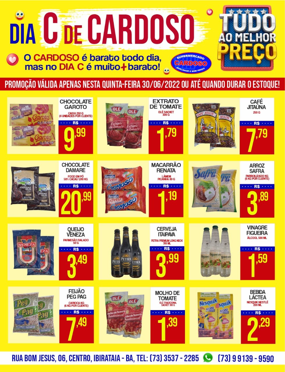 É hoje, Dia C de Cardoso! Venha fazer suas compras no dia mais barato do mês.