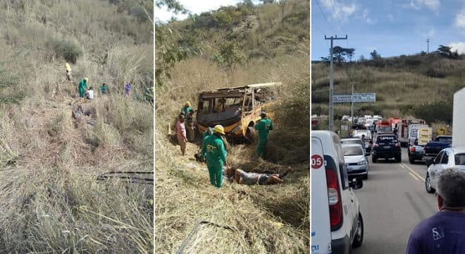 Ônibus escolar de prefeitura com time de futebol cai em ribanceira e deixa 3 mortos