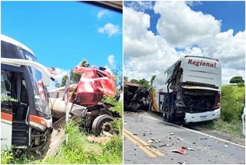 Serrinha: Homem morre após acidente envolvendo carreta e ônibus na BR-116
