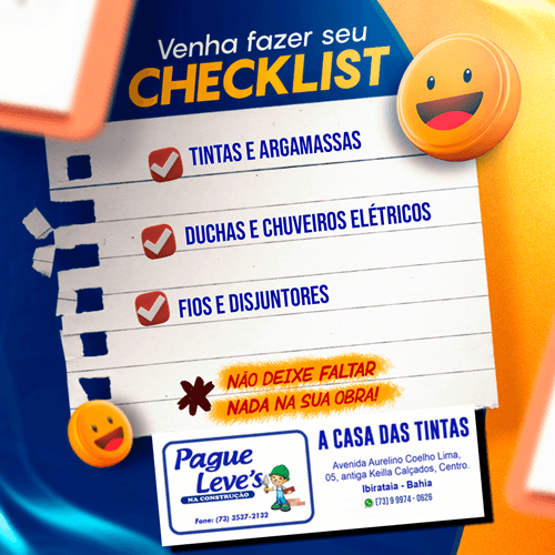 Venha fazer seu Checklist aqui no Pague Leves da Construção | Casa das Tintas.
