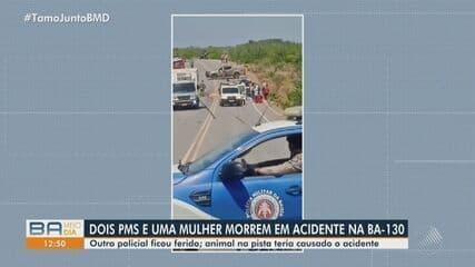 Uma mulher e dois PMs morrem em batida entre carro e caminhão em rodovia na BA