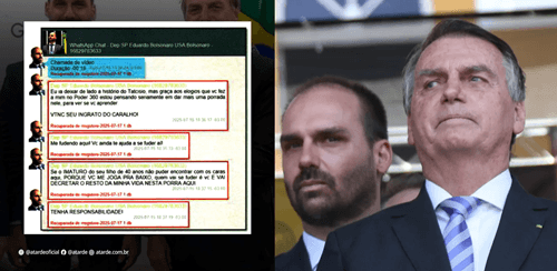 Eduardo Bolsonaro xinga o pai em mensagens reveladas pela PF durante investigação sobre trama golpista