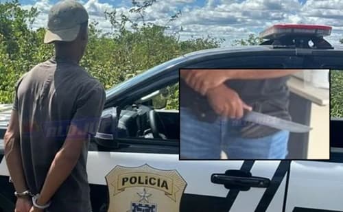 Homem é preso após assaltar mercadinho usando faca e capacete na Bahia