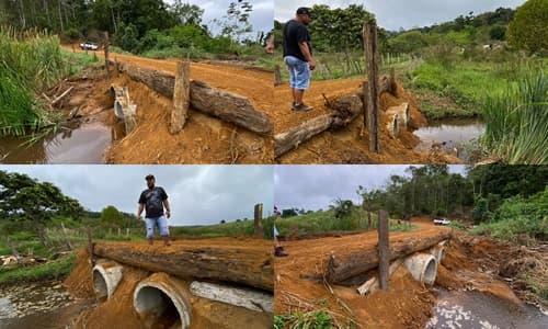 Ibirataia: Prefeitura contribui para melhoria da Zona Rural com doação de manilhas para Construção de Ponte
