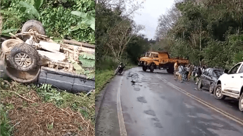 Acidente entre Ibirataia e Algodão: Carro capota após motorista perder controle