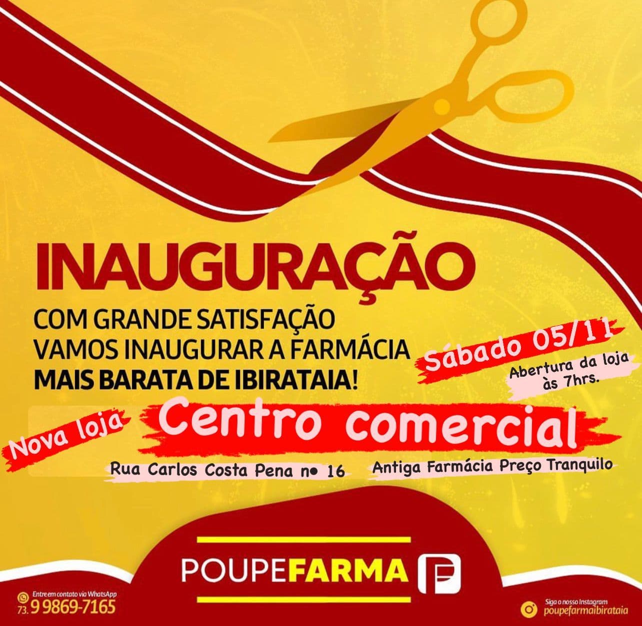 Ibirataia: Farmácia Poupefarma convida toda população para inauguração da sua nova loja