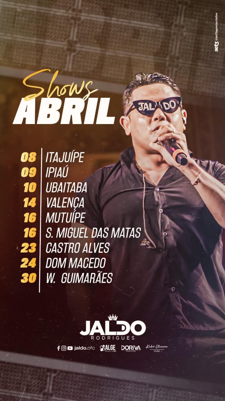 Acompanhe a agenda do Cantor Jaldo Rodrigues