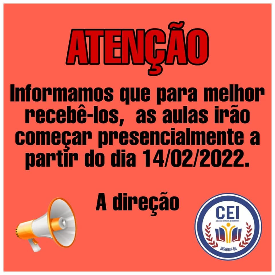 Aulas presenciais do Colégio Estadual de Ibirataia - CEI começarão dia 14/02