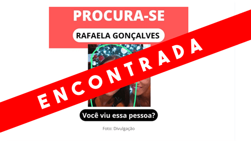 Adolescente Rafaela Gonçalves, de 14 anos, é encontrada após desaparecer em Ibirataia