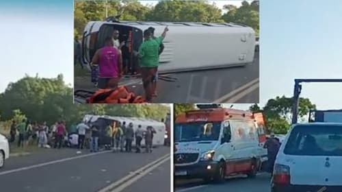 Acidente entre micro-ônibus e van de resort deixa feridos na Bahia
