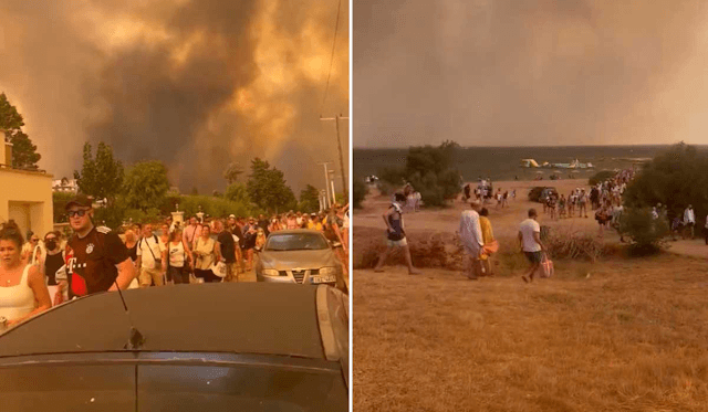 Milhares de pessoas fogem de incêndio na ilha de Rodes, na Grécia