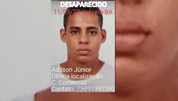 Jovem de Itabuna está desaparecido e familiares pedem ajuda para localizá-lo