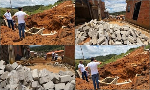 Ibirataia: Prefeito Sandro Futuca vistoria obras de drenagem e pavimentação no Distrito de Algodão