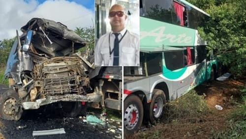Motorista residente em Guanambi morre em acidente entre ônibus e carreta