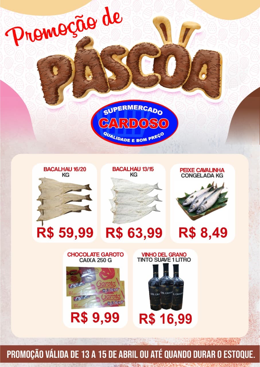 Promoção de Páscoa no Supermercado Cardoso