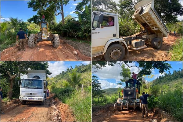 Ibirataia: Prefeitura realiza patrolamento e cascalhamento na Região da Santa Rita sentido Aricangá