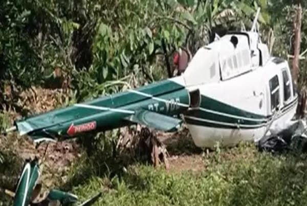 Helicóptero cai em zona rural de Itacaré com 2 pessoas a bordo