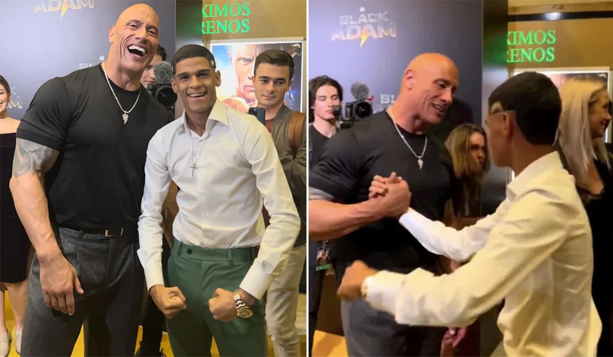 Luva de Pedreiro encontra com The Rock o astro dos cinemas em Paris.