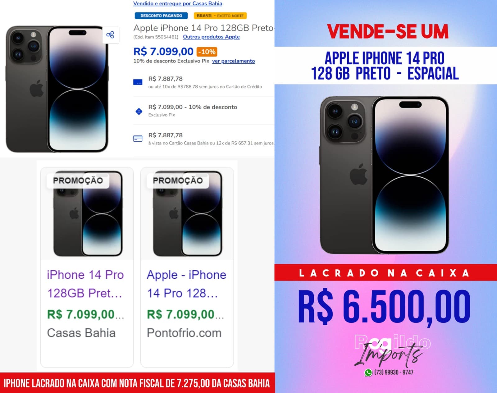 Vende-se um iPhone 14 Pro lacrado na caixa com nota fiscal
