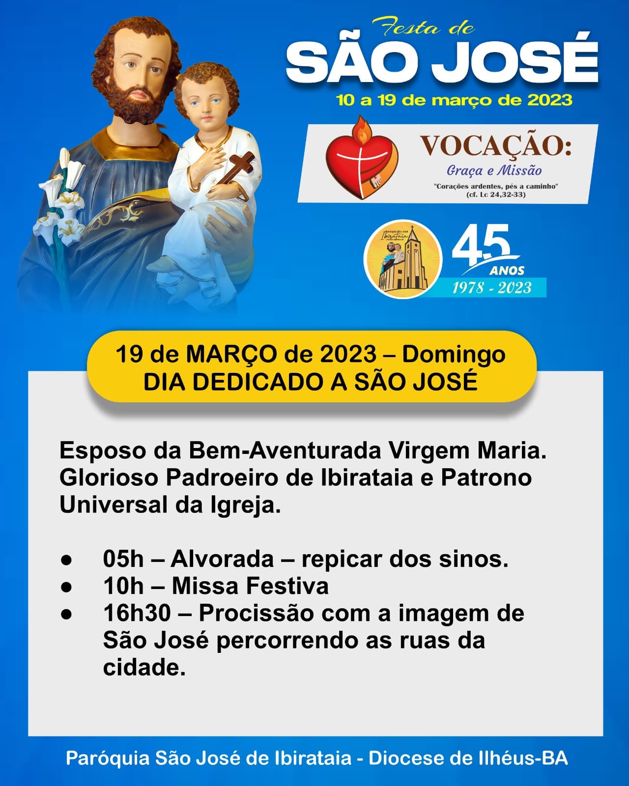 Ibirataia: Programação da Festa de São José 2023