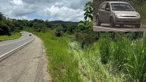 Veículo ocupado por ubatenses vai parar em matagal após passar direto em curva da BR-330
