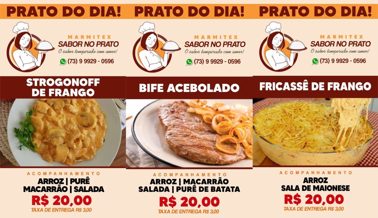 Marmitex Sabor no Prato: Confira o prato deste quarta-feira, 09