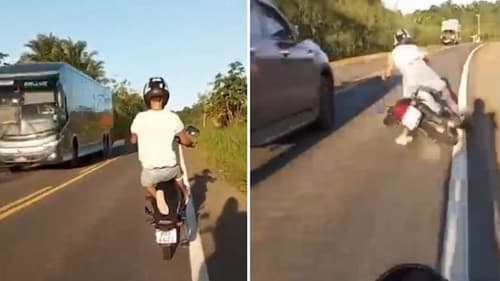 Motociclista sofre acidente ao empinar moto na BR-330, entre Ipiaú e Barra do Rocha
